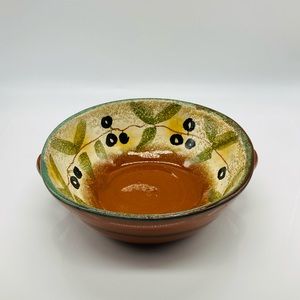 Vintage Italica Ars Handmade In Italy Ceramic Bowl Olive Vine Decorative Or Serv